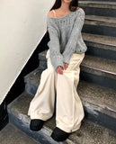 Bowling corduroy snap adjust wide-fit long pants