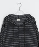 [BAONHAUS] Font Over Stripe Hood Zip-Up