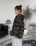Dehes Hooded String Checkered Shirt
