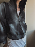 Overspray cropped hooded zip-up