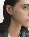 Triple Silver Square Volume Earrings