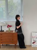 Yante Shirring Lace Short Sleeve Shirt