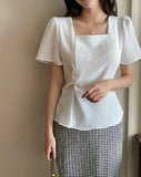 Gobelin Square Shirring Strap Blouse