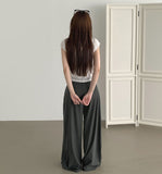 Summer Cooling Cool Pintuck Wide Banding Slacks Pants