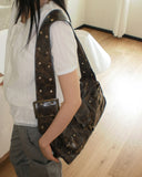 Vintage Leather Wide Strap Crossbody Bag