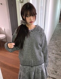 Seoan Stripe Two-Way Knit Hood Zip-Up