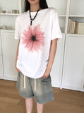 Somi Flower Printed Oversized Fit Boxy Short Sleeve T-shirt