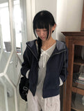 Inf Check Color Matching Two-Way Hood Zip-Up