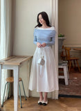 Eki Banding Shirring Flare Long Skirt