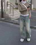Circle Strap Wide Denim Pants