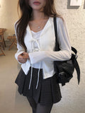 Delrin Ribbon Lace Layered Cardigan T-Shirt