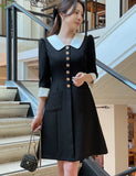 Roabi collar two-tone tweed A-line mini one piece
