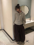 [Brushed] Joan 29 Patch Embroidered Pintuck Balloon Wide Pants