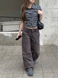 Wino String Check Short Sleeve Shirring Shirt