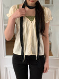 The Mill Shirring Ribbon Lace Short Sleeve Blouse