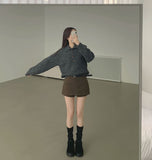 Thick Wool Basic A-Line Belt Set Skirt Pants