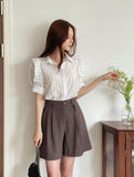 Tibet Stripe Puff Shirt Blouse