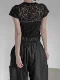 Floral Punching Lace Short Sleeve Tee