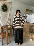 Chocoi banding wool pleated midi skirt