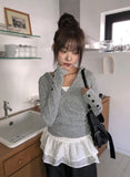 Hito Wrap Button Slim Hood Knit