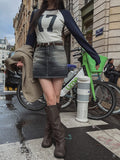 Gra Washing Denim Mini Skirt