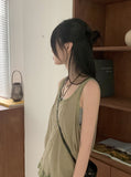 Pohi Vintage Lace Wood Button Sleeveless