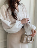 Macaron V-Shirring Blouse