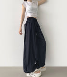 Two-way String Rustling Nylon Span Balloon Wide Banding Pants