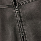 Crack Washing Leather Bomber Jacket