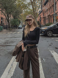 Slim Silhouette Basic U-neck Long-sleeved