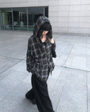 Edo Overfit Check Hood Shirt