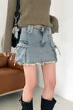 retro ribbon cargo mini skirt