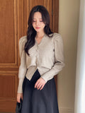 Leveyu V-neck Puff Knit Cardigan