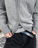 Ray-fun mix diagonal knit zip-up