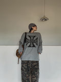 Coast Waffle Cross Lettering Long Sleeve