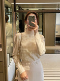 Lana Chiffon Rose Pearl Half-Turtleneck Knit