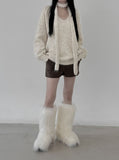 1177 Fur Platform Sole Long Boots (5cm)