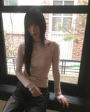 Lume Unbalanced Shoulder Slit Polar Knit