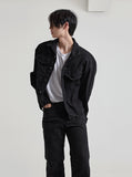 Damage over black denim jacket