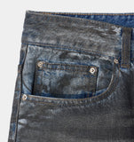 DARK WAX COATED DENIM PANTS