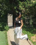 Dohwa Dot Rose Lace Crop Short Sleeve T-shirt