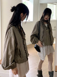 Lapen Shining Pearl Coated String Zip-Up Jumper