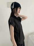 Caco Nylon Puff Crop Short Sleeve Windbreaker Zip-up