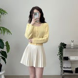 Pleated Wool Mini Skirt