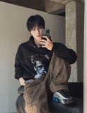 B-Pit Printed Snap Balloon Crop Hoodie