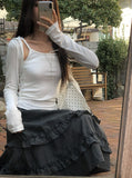 Warmin Frill Banding Check Midi Skirt