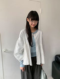 Kentit Stripe Shirring Button Blouse