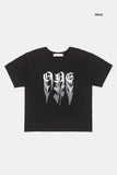 Fade shadow print crop T-shirt