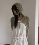 Poha Boucle Knit Hood Bolero Cardigan