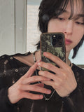 Damage snap see-through knit